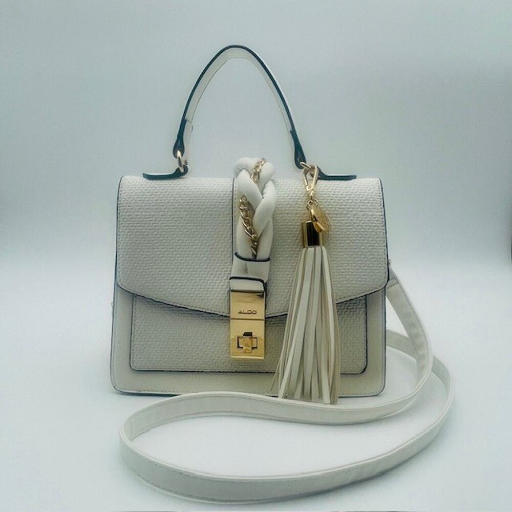 Aldo Top Carry Crossbody Women's Purse White With Gold Accents